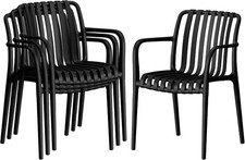 4X Stackable Master Garden Cafe Outdoor Dining Chairs with High Back and Armrest