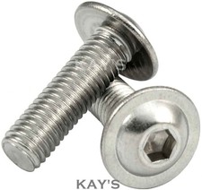 Image of M3 (3mmØ) FLANGED BUTTON HEAD SCREWS ALLEN KEY SOCKET BOLTS A2 STAINLESS STEEL