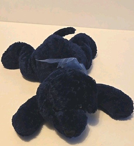 Peluche cucciolo VGN Chosun floppy cane blu navy con fiocco blu 12" raro - Foto 7 di 9