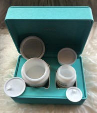 EMPTY Creme de La Mer Empty 2 oz .5 oz Jars Light Green Teal Keepsake Box
