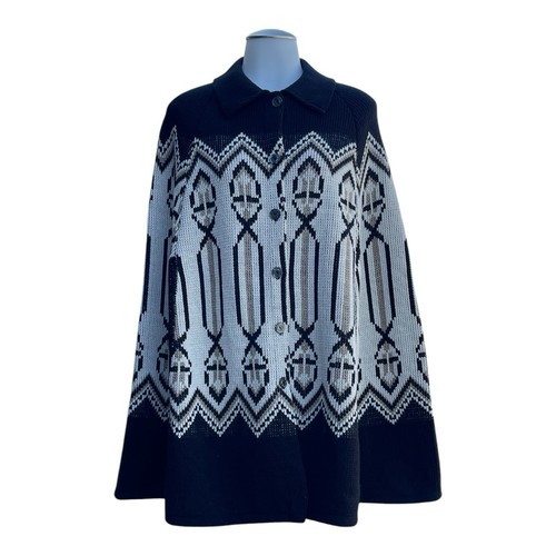 Vintage 60s 70s Womens OSFM Knit Cape Poncho Boho Aztec Southwestern EVC BROWN - Picture 10 of 18