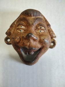 4-Eyed Lady Cast Iron Bottle Opener Wall Mounted With Original Finish By Wilton