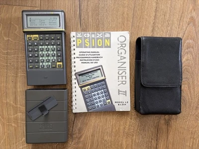 PSION Organiser II Model LZ 32K PDA Black & White LCD w/ Manual & Case - Image 1 of 2