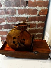 vintage wooden water wheel fountain indoor