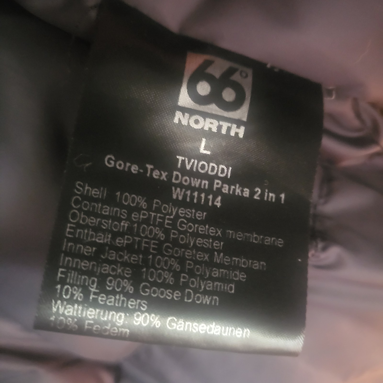 66 North Tvioddi 2-in-1 GORE-TEX Down Jacket Parka Black L Retail $1,050.00 image 3