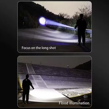 Rechargeable LED Flashlight 50  000LM   Long Range Zoom Torch   USB  C Power Bank