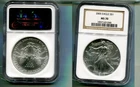 2005 AMERICAN SILVER EAGLE 1 OUNCE .999 FINE COIN NGC MS70 8182T
