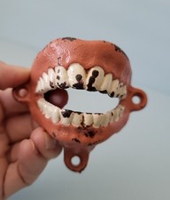 Vintage Cast Iron False Teeth Bottle Opener Novelty Wall Mounted
