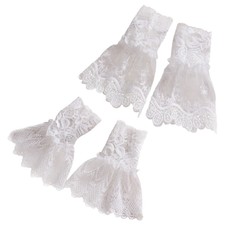 1Pair Womens Short Lace Ruffled Cuffs Gloves Fingerless Wrist Bridal Dress-Up