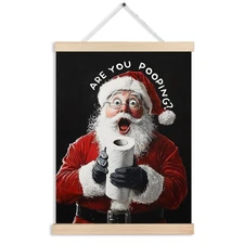 FITIE Funny Bathroom Christmas Santa Canvas Wall Art Poster Hanger Frames, Fu...