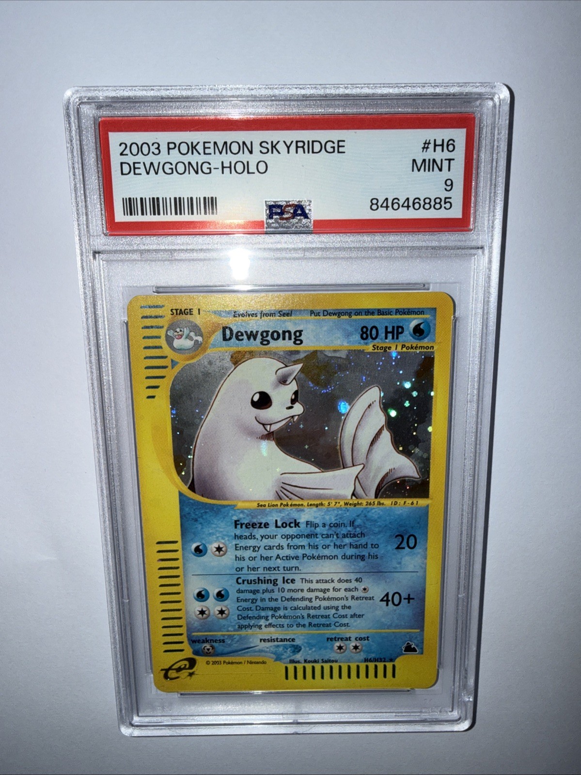 2003 Pokemon Skyridge #H6 DEWGONG- Holo Rare MINT PSA 9 Card SWIRL Skyridge