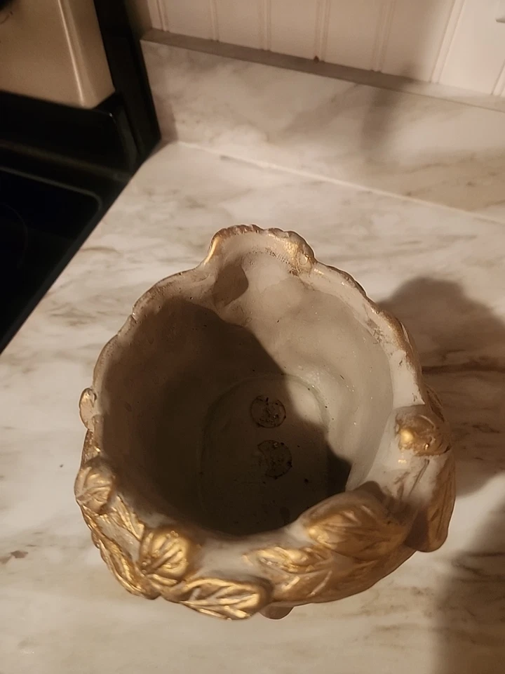 Maceta cabeza dama diosa griega cemento chapada en oro 9 pulgadas de alto pesada Foto 2 de 4