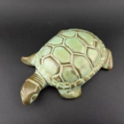 Frankoma Pottery Green Turtle Glazed Figurine Paperweight