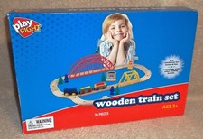 PLAY RIGHT - 35 piece WOODEN TRAIN SET - Complete - EXCELLENT Condition
