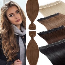 Thick 100 Real Human Hair Extensions Clip In One Piece 3/4 Full Head CLEARANCE