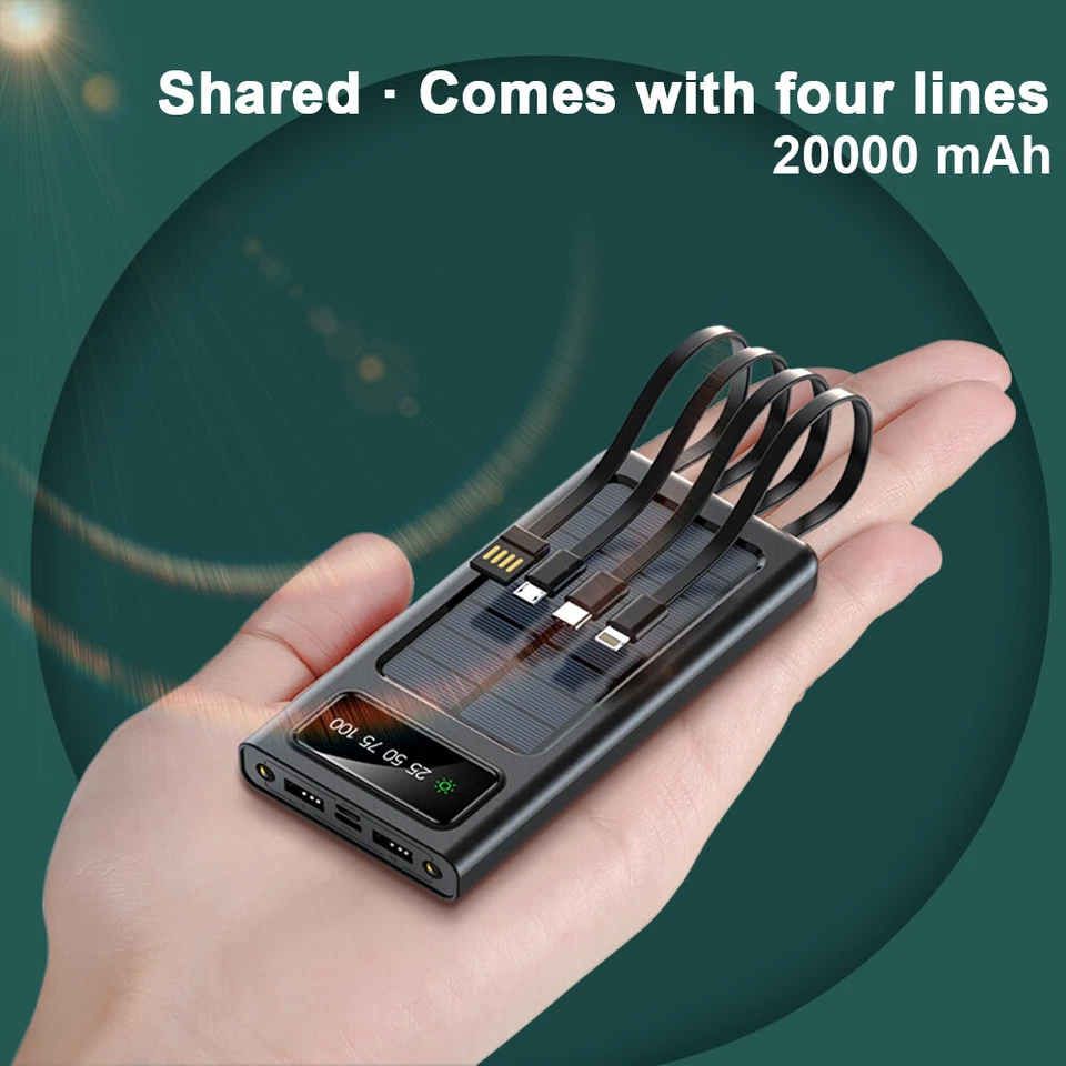 Banco de energía solar cargador portátil USB Super 1000000 mAh 2025 para teléfono celular Foto 3 de 4