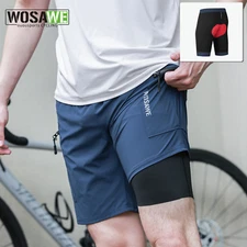 WOSAWE Mens Baggy Cycling Shorts MTB Bike Shorts Padded Liner Breathable Comfort