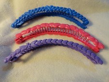 Lot of 3 VTG 80's-90's Banana Hair Clips Purple, Pink, Blue 7.25"