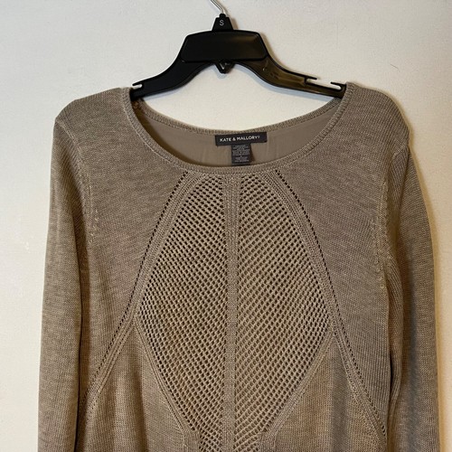 Kate & Mallory Knit Sweater Womens Large Lace up Back Brown Sheer Lining - Picture 12 of 12