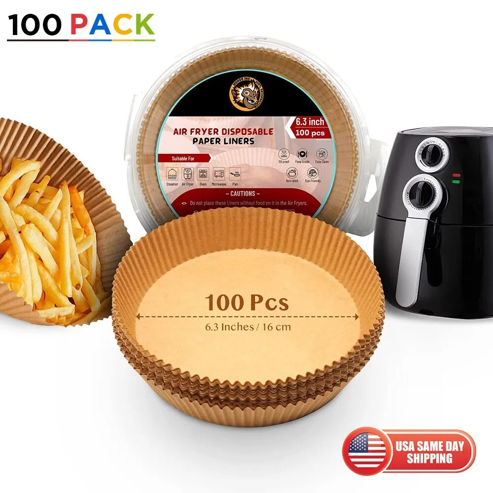  Air Fryer Disposable Paper Liner, 9 Inch Air Fryer Paper Liner  Round, Air Fryer Parchment Paper Non-stick, Baking Paper Unbleached,  Oil-proof, Water-proof for Baking Roasting Microwave, 100PCS: Home & Kitchen