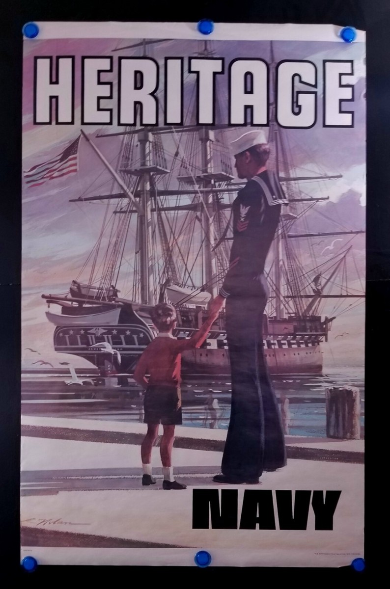 Vtg 1973 Heritage US Navy Recruiting Poster Government Printing