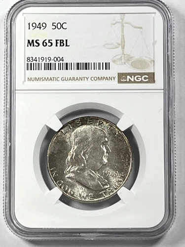 1949 Franklin Half : NGC MS65FBL