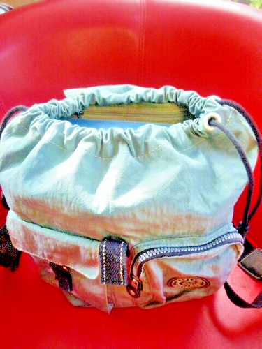 KIPLING SLATE BLUE / GREY VINTAGE SHOULDER BACK PACK / RUCKSACK GOOD COND - Picture 8 of 12