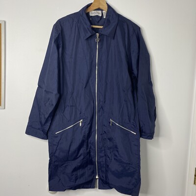 Diane von Furstenberg Color Authority Navy Blue Windbreaker Rain Jacket Sz Med