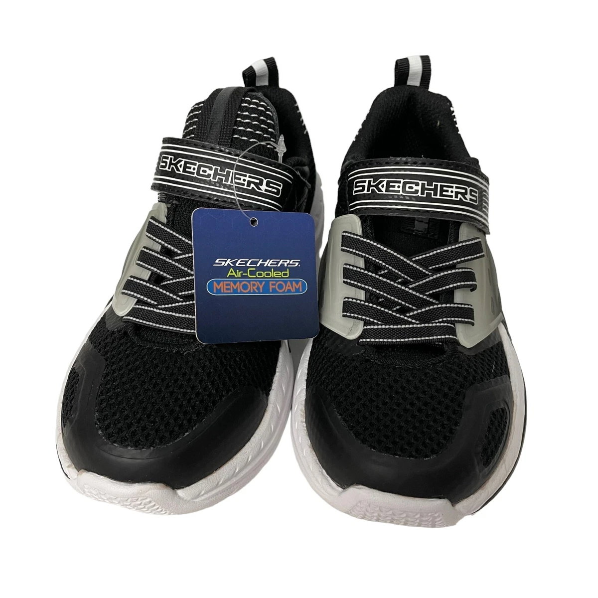 Skechers boys nitrate memory foam trainers black sale