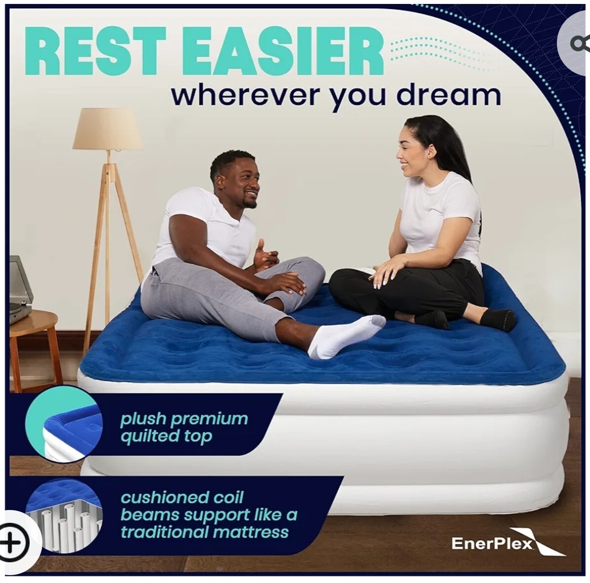 EnerPlex Double High (16") QUEEN Airbed Air Mattress with BuiltinPump