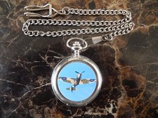 SPITFIRE FIGHTER AIRCRAFT CHROME POCKET WATCH WITH CHAIN 6