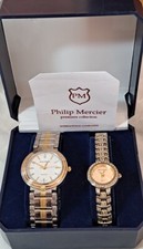 PHILIP MERCIER Ladies RC01865 & Gents Stainless Steel Quartz Wristwatches Boxed 