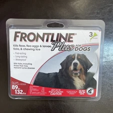 FRONTLINE Plus 3 Doses Flea and Extra Large Dogs 89 - 132 lb BRAND NEW