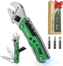 Flissa 13-in-1Multi Tool Wrench Stainless Steel Multitool Adjustable w/LED Light