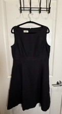 VTG Talbots Linen Black Sleeveless A-Line Dress Size 12 Elegant Resort Vacation
