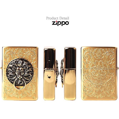 Zippo Lion Gate GOLD Lighter Genuine Org Packing 6 Flints set Free GIFT - Picture 4 of 13
