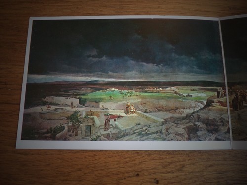 VINTAGE TRI-FOLD POSTCARD OF THE CRUCIFIXION JAN STYKA MOUNT FOREST LAWN CA - Picture 5 of 11