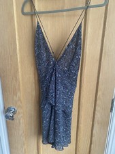 Zara Women Size L Navy Blue Tiered Floral Cross Strap Summer Dress Worn Once