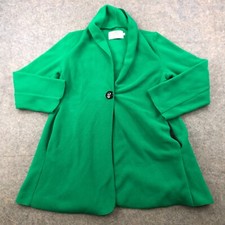 Janska Jacket Womens Small Green Fleece Full Zip Hiking Preppy Button Front
