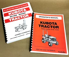 Parts Operators Manual Set for Kubota BX1800 BX2200 Tractor Owners Catalog Books