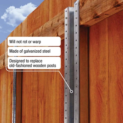 YardGard Recinzione Linea Palo 7,5 piedi H x 3,5 in W Acciaio Zincato per Recinzione in Legno - Foto 4 di 7