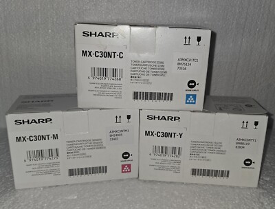 Set of CMY Genuine Sharp MX-C30NT-C/Y/M MX-C301,MX-C303,MXC304W Toner Cartridges