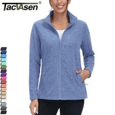 Women's Full Zip Fleece Jacket Lightweight Stand Collar Coat Winter Warm Outwear