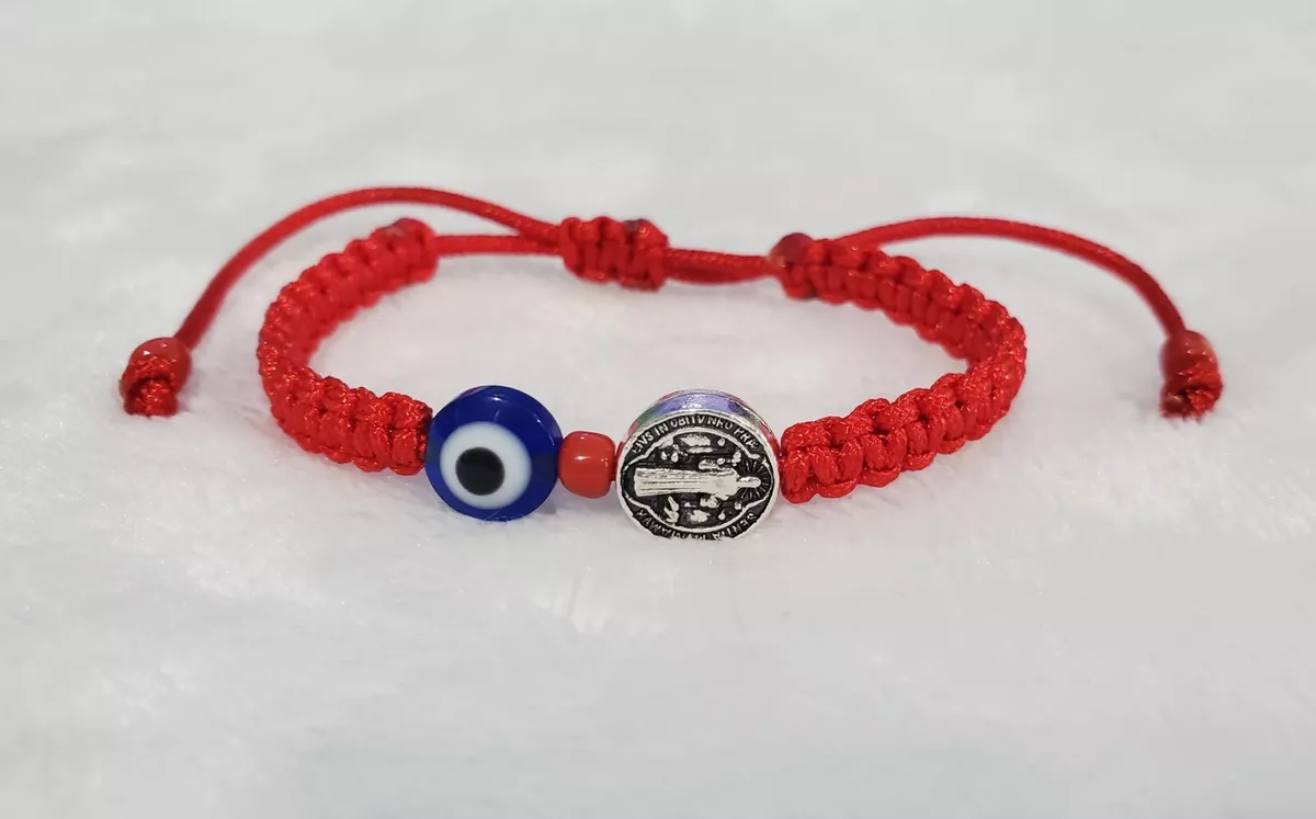 Pulsera para niños con dije San Benito y ojo turco/protection bracelet for  baby