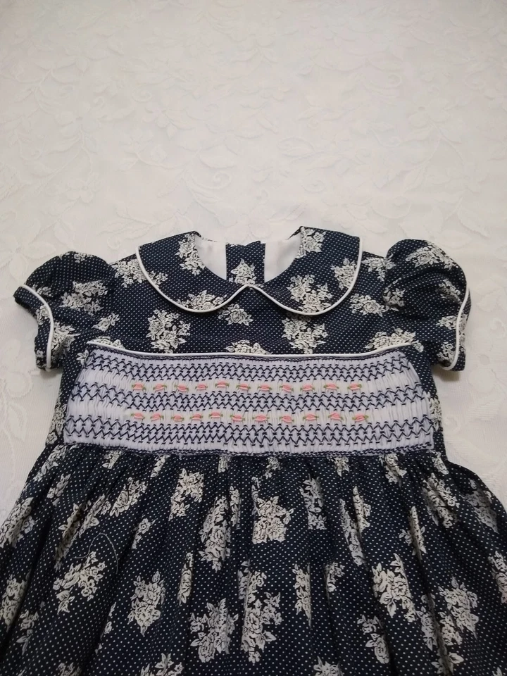 Vestido para niñas pequeñas azul floral vestido ajustado talla 5 vestido de fiesta de vacaciones Foto 4 de 4