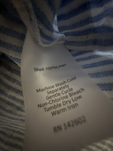 Sail to Sable Dress Women's 100% Linen Tunic Dress Blue Striped Size Small - Picture 4 of 6