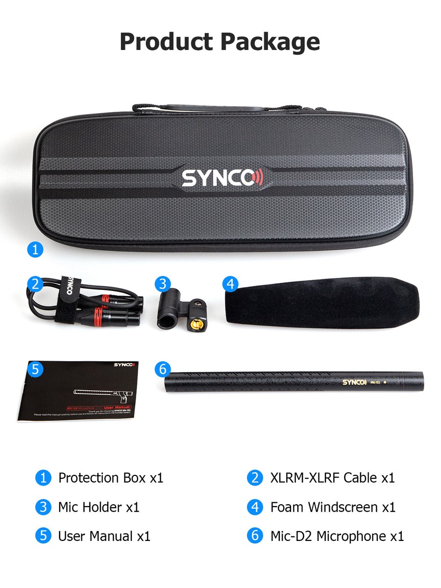 SYNCO D2 XLR Shotgun Condenser Microphone of Brass Body For
