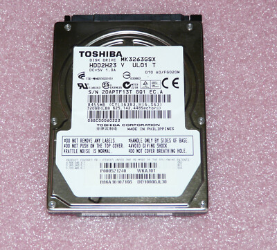 320GB Toshiba MK3263GSX 5400rpm Hard Drive Disk Festplatte HDD SATA 6,3cm(2,5'')