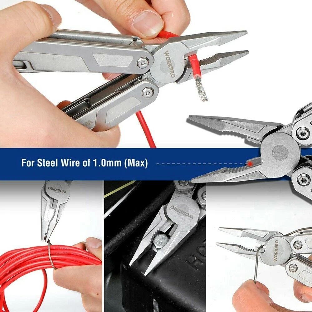 21-in-1 Multi Tool Pocket Knife with Safety Lock, Pliers, Sheath & 15 Functions