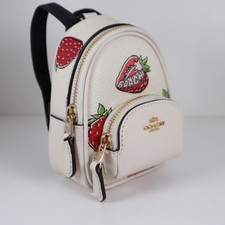 Coach Mini Court Backpack Bag Charm with Strawberry Print CAO93 NWT 3